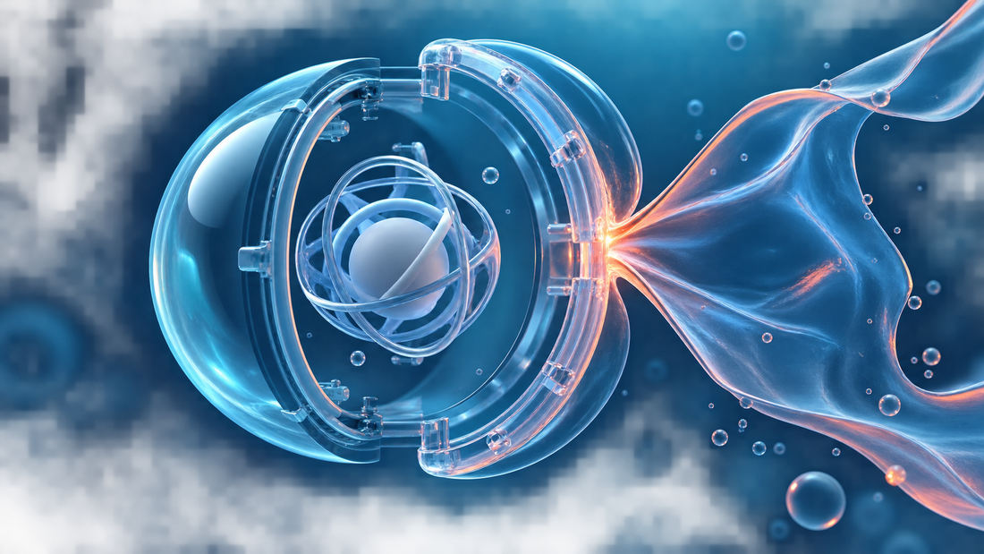 Abstract illustration of flexible material approaching the edge of a pressure chamber