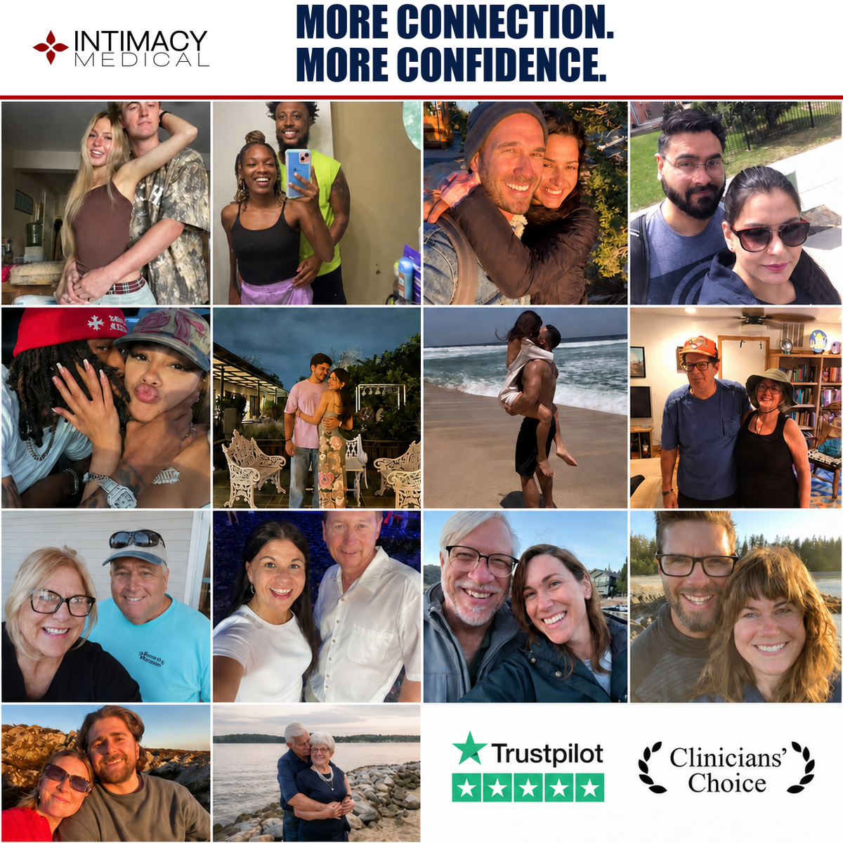 Intimacy Medical couples collage: more connection, more confidence.
